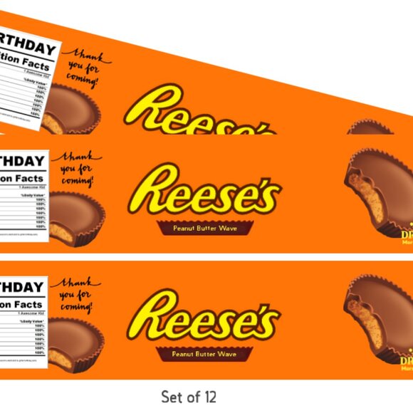 Custom Candy Birthday Water Bottle Labels, Peanut Butter Theme Party Decoration - Picture 5 of 5